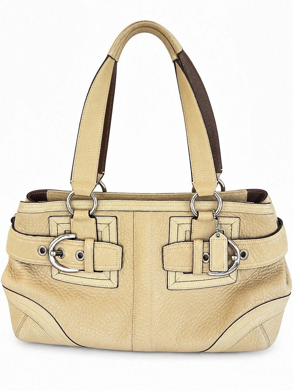 Coach Soho Pleated Leather Tote F13732 Ivory Cream Shoulder Bag